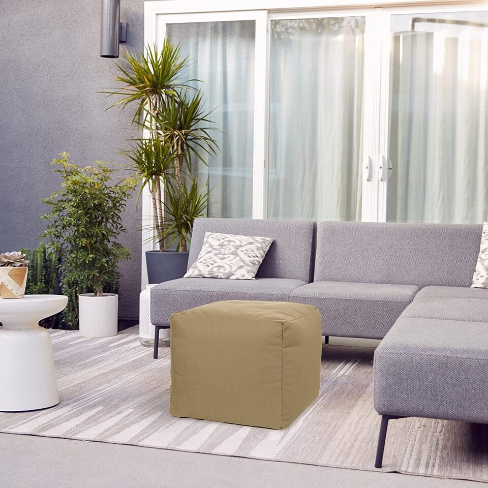 image 1 of Outdoor Bean Bag Footstool Pouffe Water-Resistant 40x40cm | Sand
