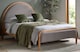image 2 of 5ft King Size Round Shape Grey Velour Fabric Upholstered Oak Wood Bed Frame Bedstead | Grey | King