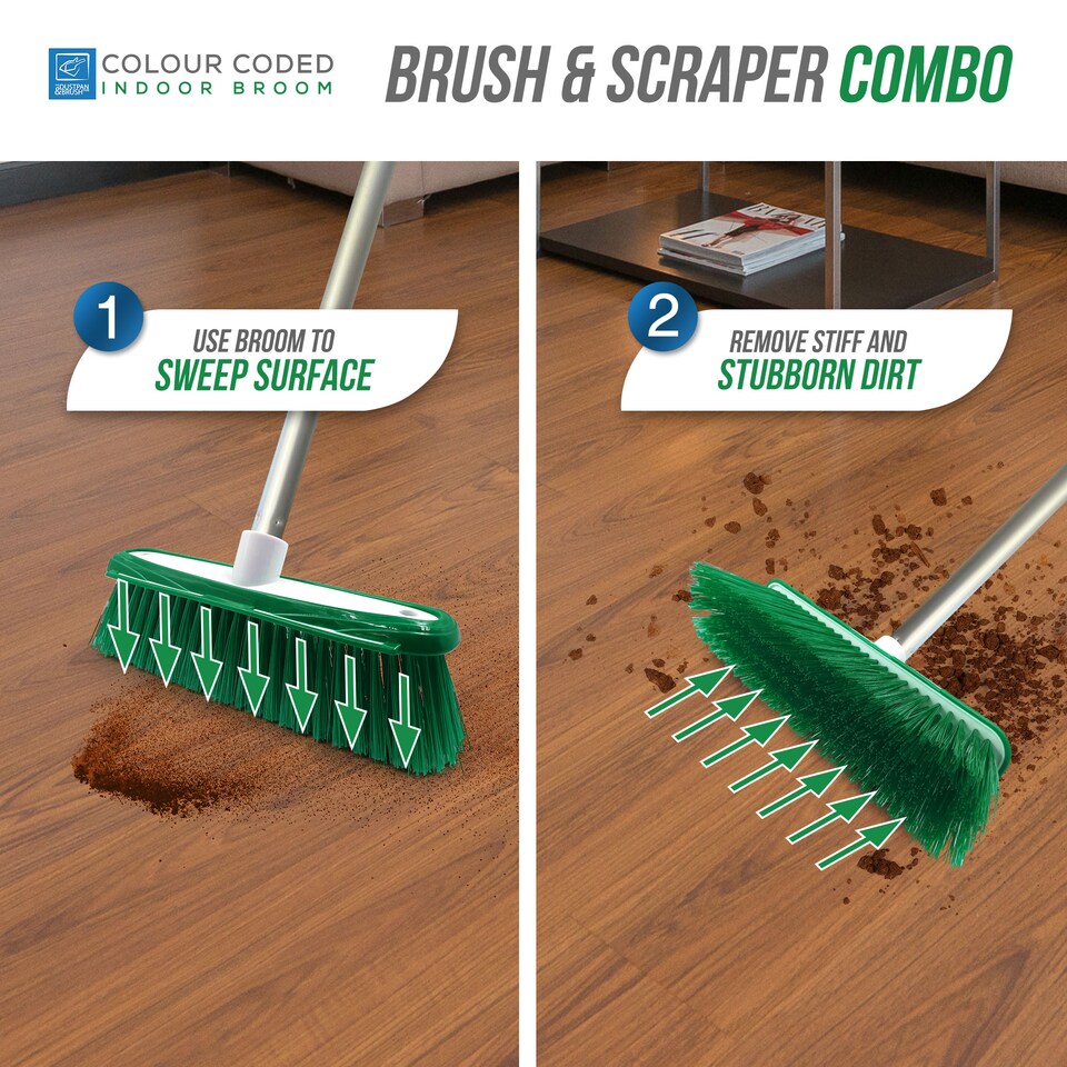 image 1 of Colour-Coded Soft Indoor Sweeping Brush Head Only with Built-In Scraper