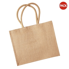 Westford Mill Classic Jute Shopper Bag (21 Litres) (Pack of 2) - Natural - One Size