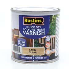 Rustins Quick Drying Polyurethane Varnish Satin Clear 250ml | Clear | Clear | 250ml | 1