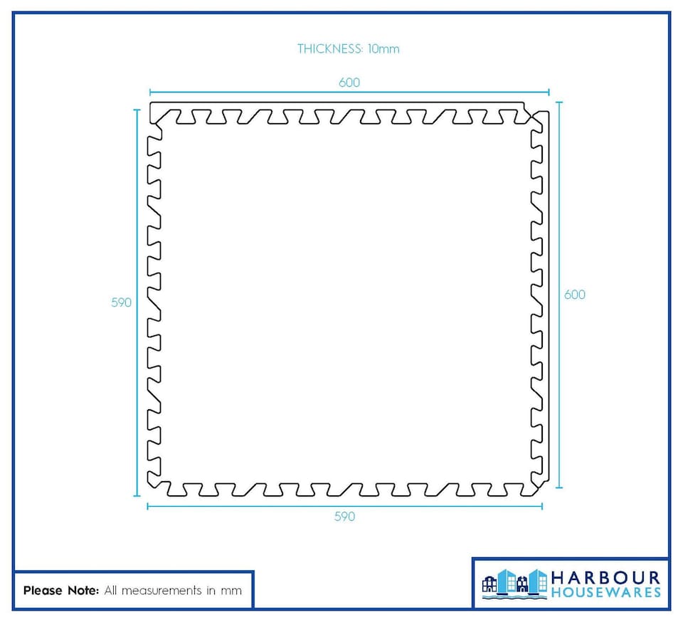 image 1 of Harbour Housewares Interlocking Gym Flooring Mats - 60 x 60cm - Pack of 12