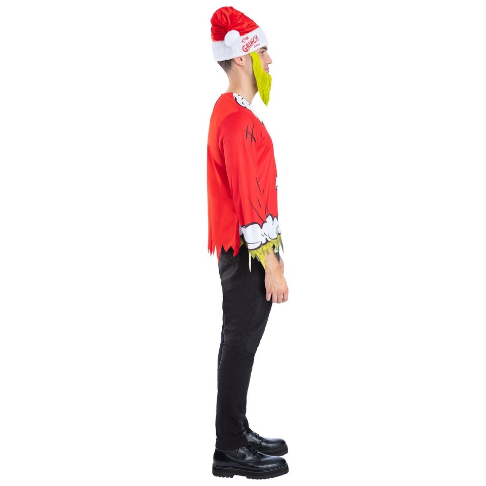 image 1 of The Grinch Unisex Adult Santa Costume Set | Red | Red | L | 1