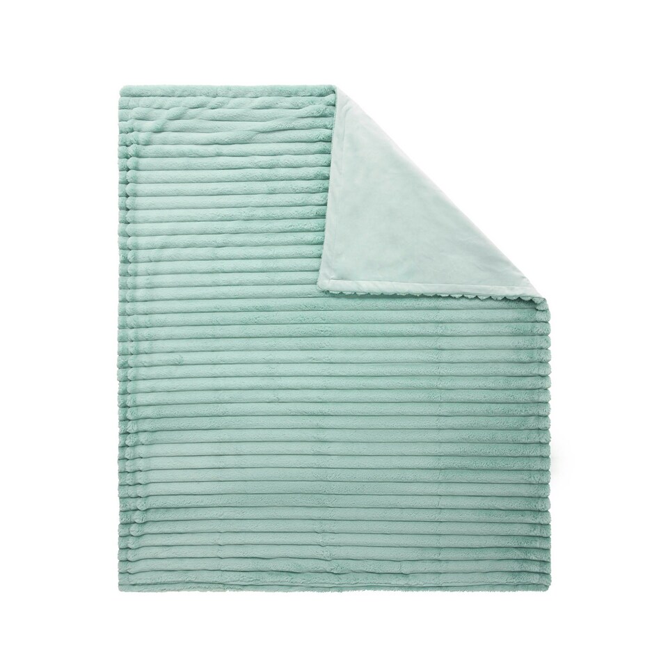 image 1 of BHS Jumbo Cord Throw with Plain Velvet Backing, Green Green | Green