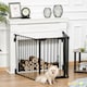 image 2 of PawHut Pet Safety Gate 3 Panels Playpen Metal Fence W/ Walk Through Door Black