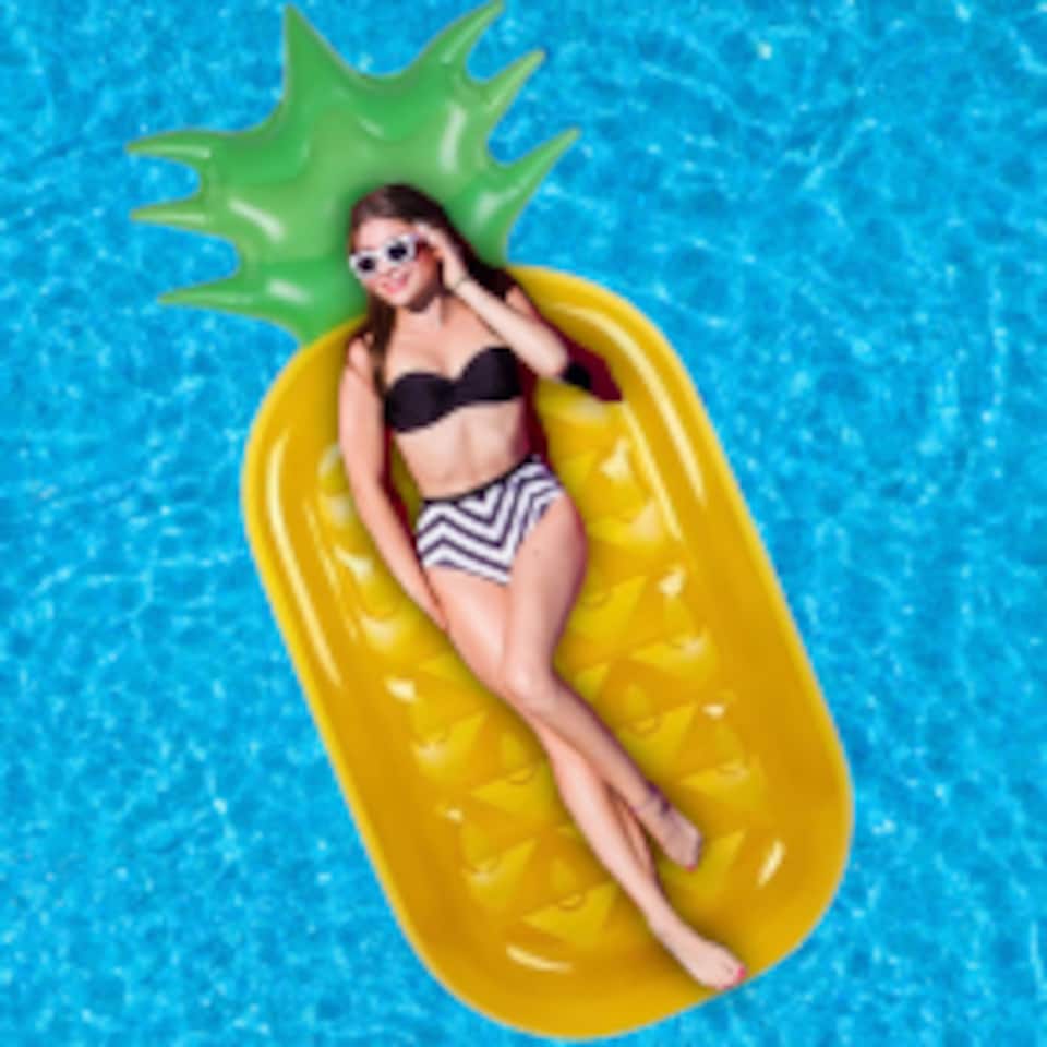 image 1 of Inflatable Pineapple Pool Float Lounger for Summer Fun