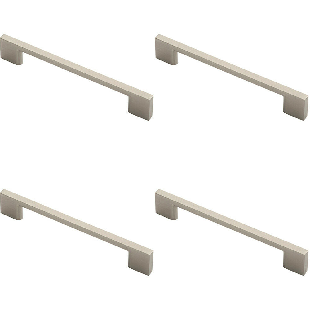 Loops 4x Slim D Shape Pull Handle 152 x 7.5mm 128mm Fixing Centres Satin Nickel in Metallics