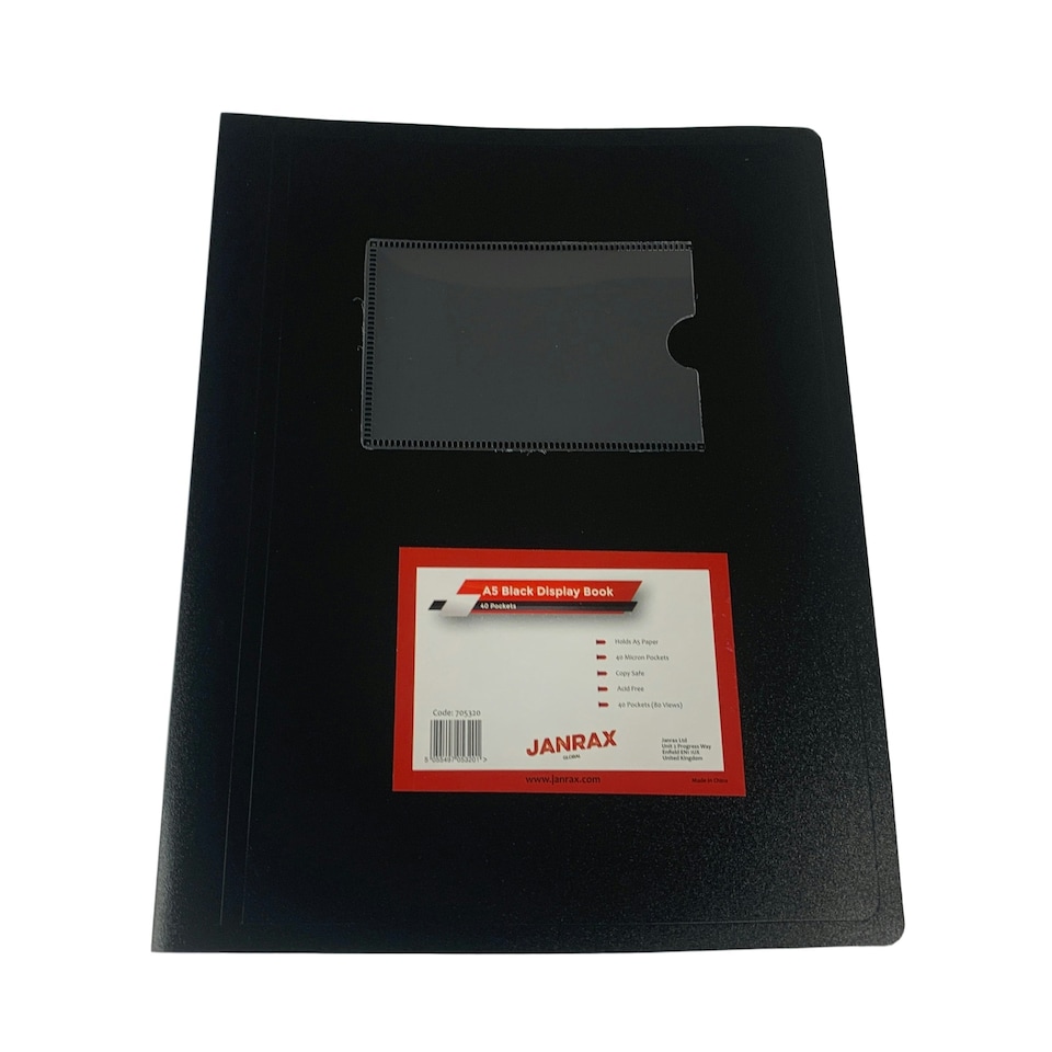 image 1 of A5 Black Flexible Cover 40 Pocket Display Book