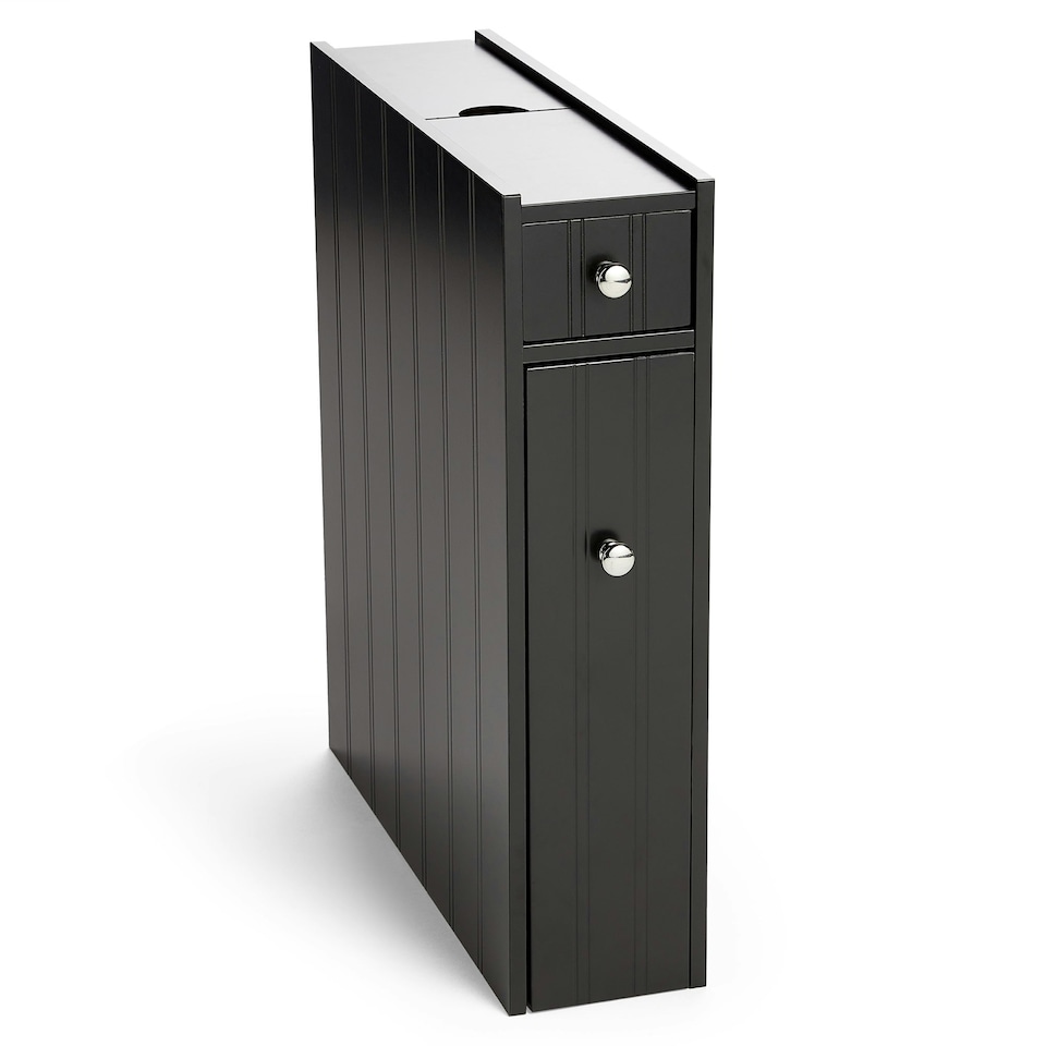 image 1 of VonHaus Shrewsbury Black Slim Bathroom Storage Unit with Drawers