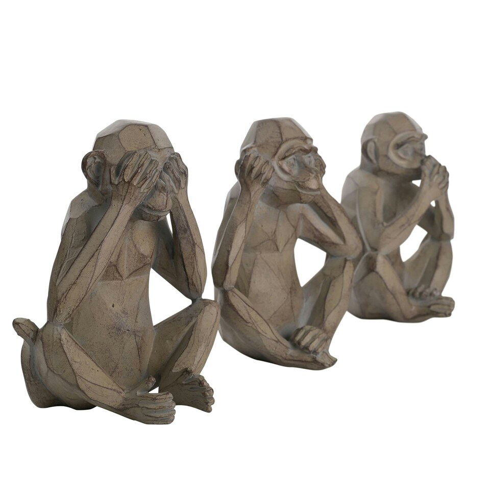 image 1 of Naturecraft Cheeky Monkeys Set Of 3 Grey