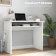 image 6 of HOMCOM Modern Computer Desk, Home Office Table, Small Writing Desk with Storage Shelf, 90 x 50cm, White Wood Grain