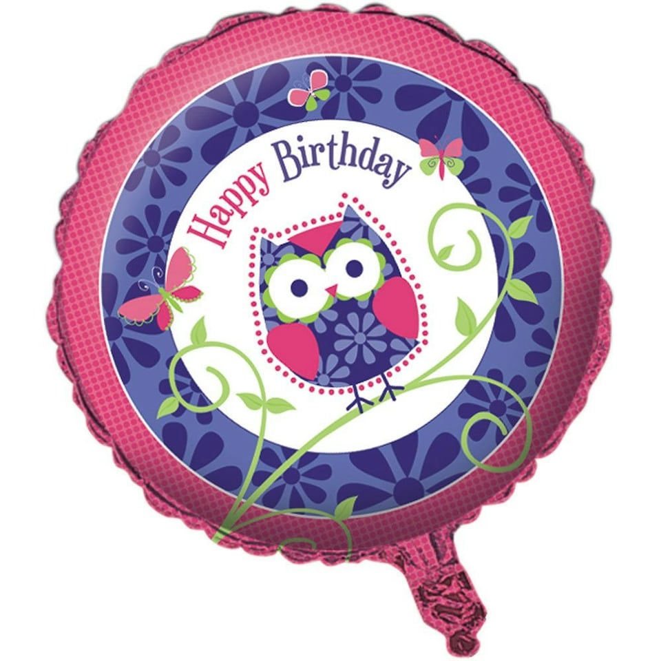 Creative Party Owl Happy Birthday Foil Balloon - Pink/Blue/White - One Size
