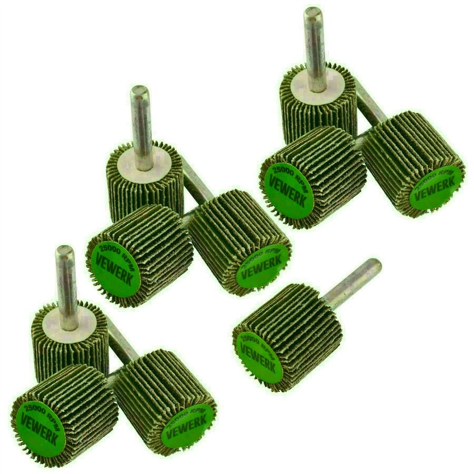 image 1 of Flap Wheel Disc Shaft Mounted Abrasive Sanding Drill 25mm 40Grit 10PK AT243