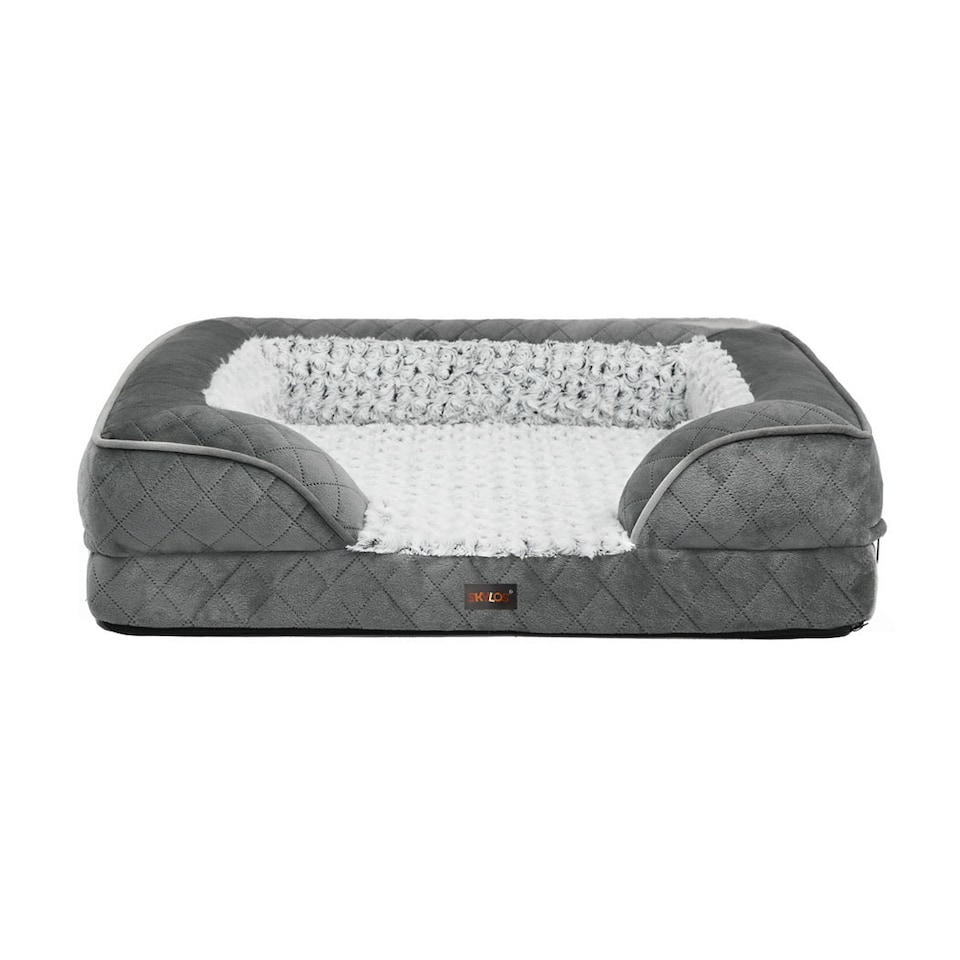 image 1 of Skylos Orthopedic Pet Bed Dog Memory Foam Cushion Calming Mat Washable Large Grey | Grey | Large