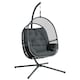 image 6 of Outsunny Hanging Egg Chair w/Stand & Cushions, Dark Grey Grey | Light Grey