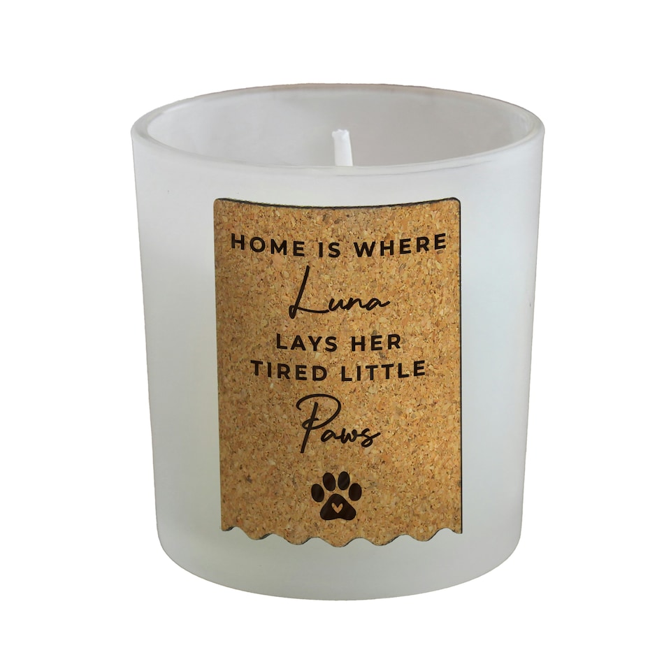 image 1 of Personalised Paw Print Cork Label Candle Jar Clear