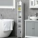 image 2 of kleankin Modern Bathroom Storage Cabinet, Freestanding Tall Bathroom Cabinet with Open Shelves and 3 Cupboards with Door, for Bedroom Hallway, Grey