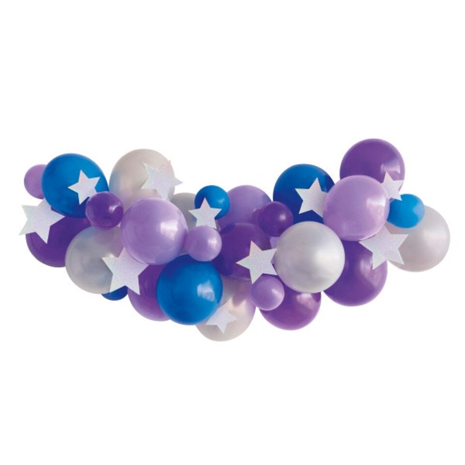 image 1 of Assorted Lavender, Purple, Royal Blue, & Silver Balloon Arch Kit and Diecut Stars