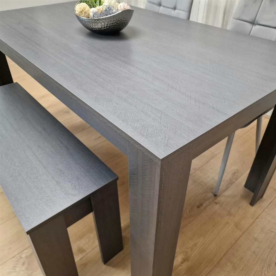 image 1 of Dining Table Set with 2 Chairs Dining Room and Kitchen table set of 2,and Bench Grey