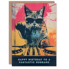 Fantastic Grunge DJ Lover Vinyl Decks Husband Birthday Card