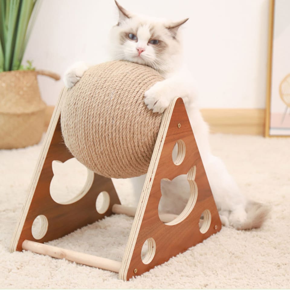 image 1 of Living and Home Cat Scratching Ball Toy Natural Sisal Scratcher Pet Toy
