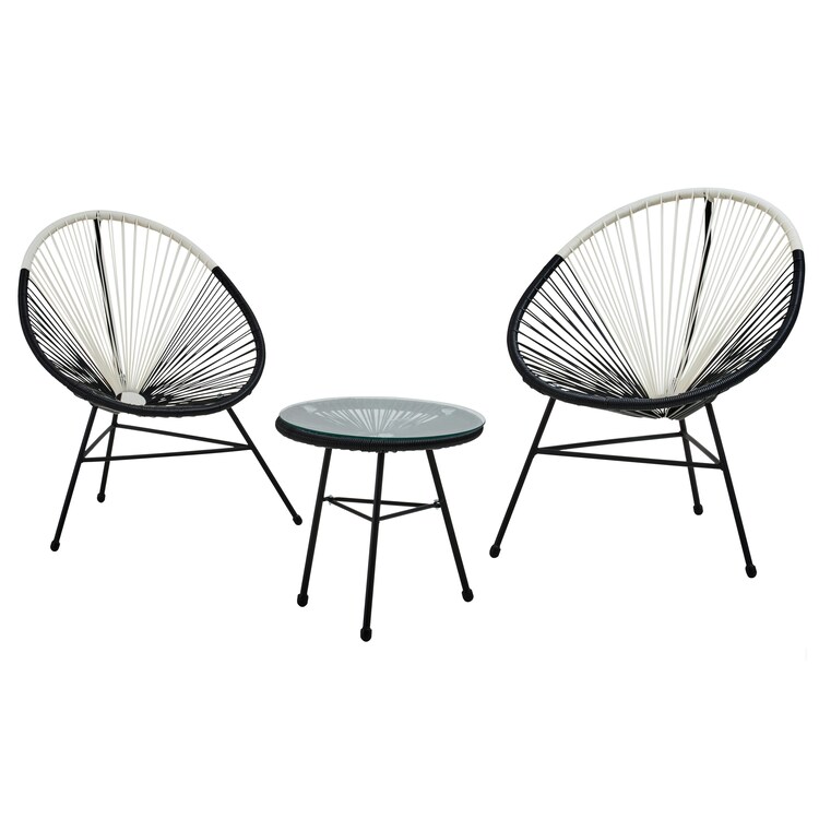 Interiors By Premier Sturdy Dual Tone Rattan 3 Piece Patio Set, Weather Resistant Table And Chairs, Outdoor Round Table & Chairs Black