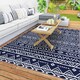 image 6 of Outsunny 1.8 x 2.7m Reversible Outdoor RV Rug, Geometric, Blue and White Blue | Blue and White Geometric