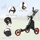 image 7 of COSTWAY 3 Wheel Golf Push Cart Folding Golf Holder Red
