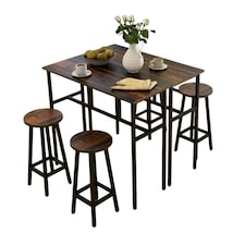 6PC Industrial Dining Table And Stools Set Rustic Brown Brown
