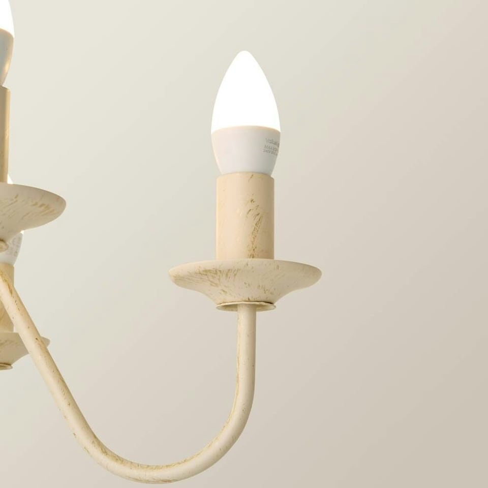 image 1 of ValueLights Traditional 5 Way White Flemish Style Ceiling Light Chandelier Fitting | Chrome