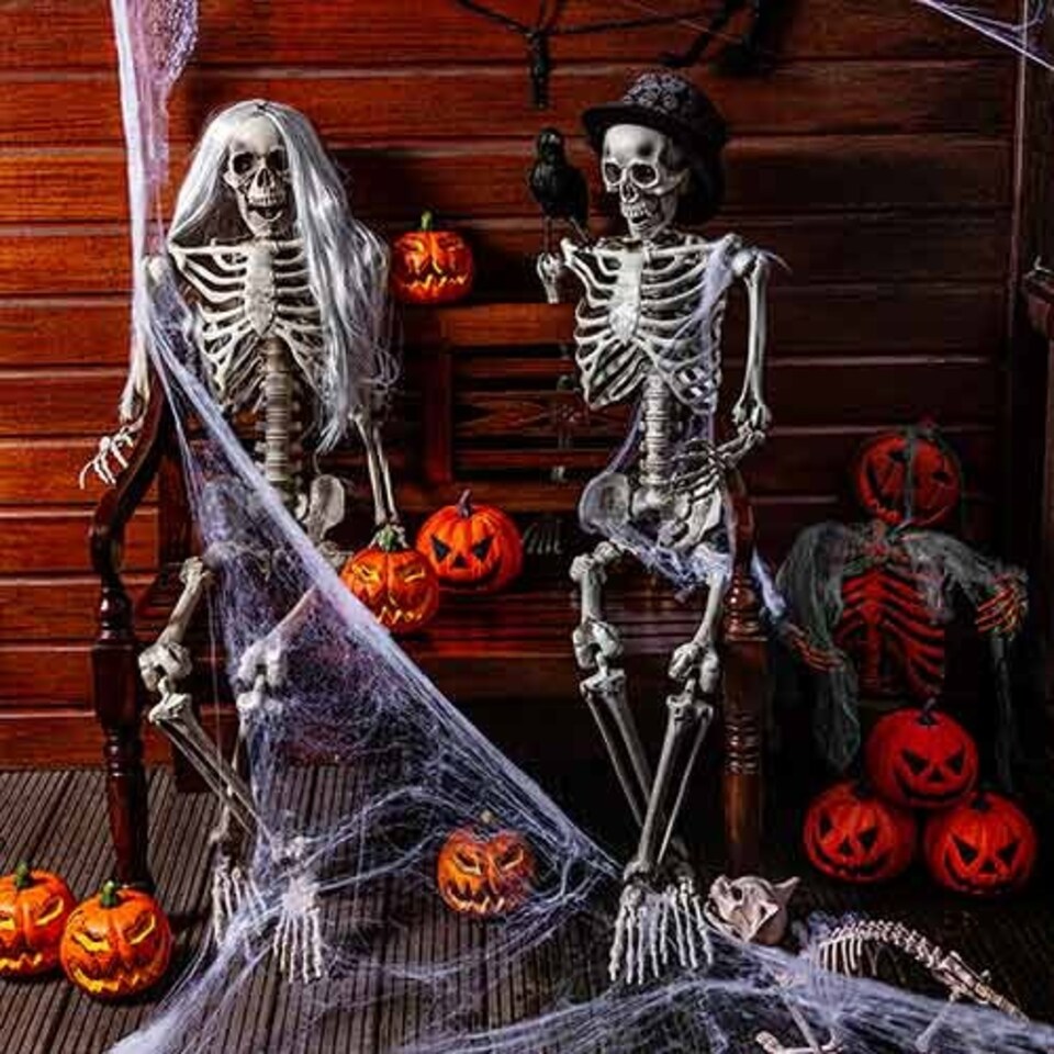 image 1 of Halloween Skeleton Lifesize Hanging Prop Decoration 150cm