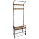 image 1 of Harbour Housewares Curved Steel Coat Rack with Shoe Storage Bench - Black/Brown | Brown | Black/Brown | One Size