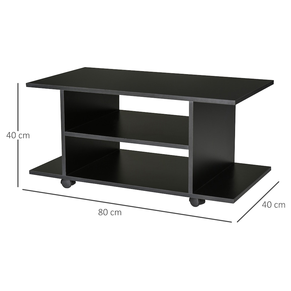 image 1 of HOMCOM Modern TV Cabinet Stand Storage Shelves Table Mobile Bedroom Furniture Bookshelf Bookcase Black
