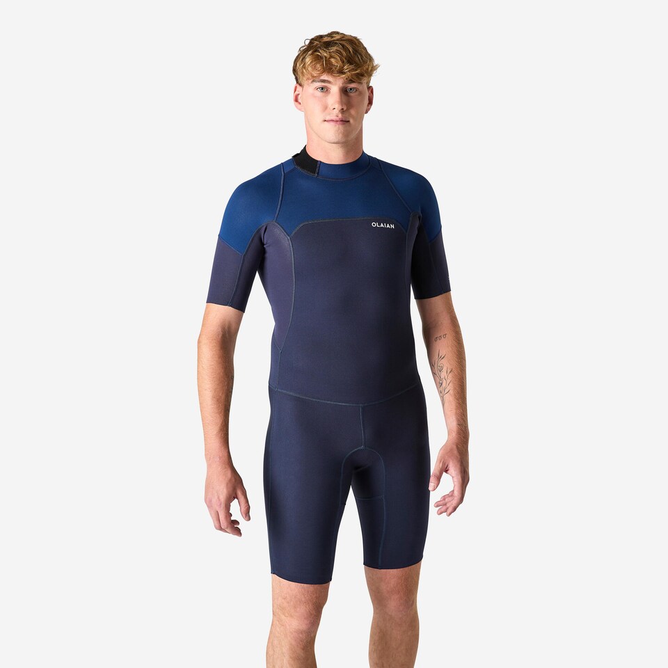image 1 of Decathlon Men’s Surfing Stretch Neoprene Shorty Wetsuit 500 Blue