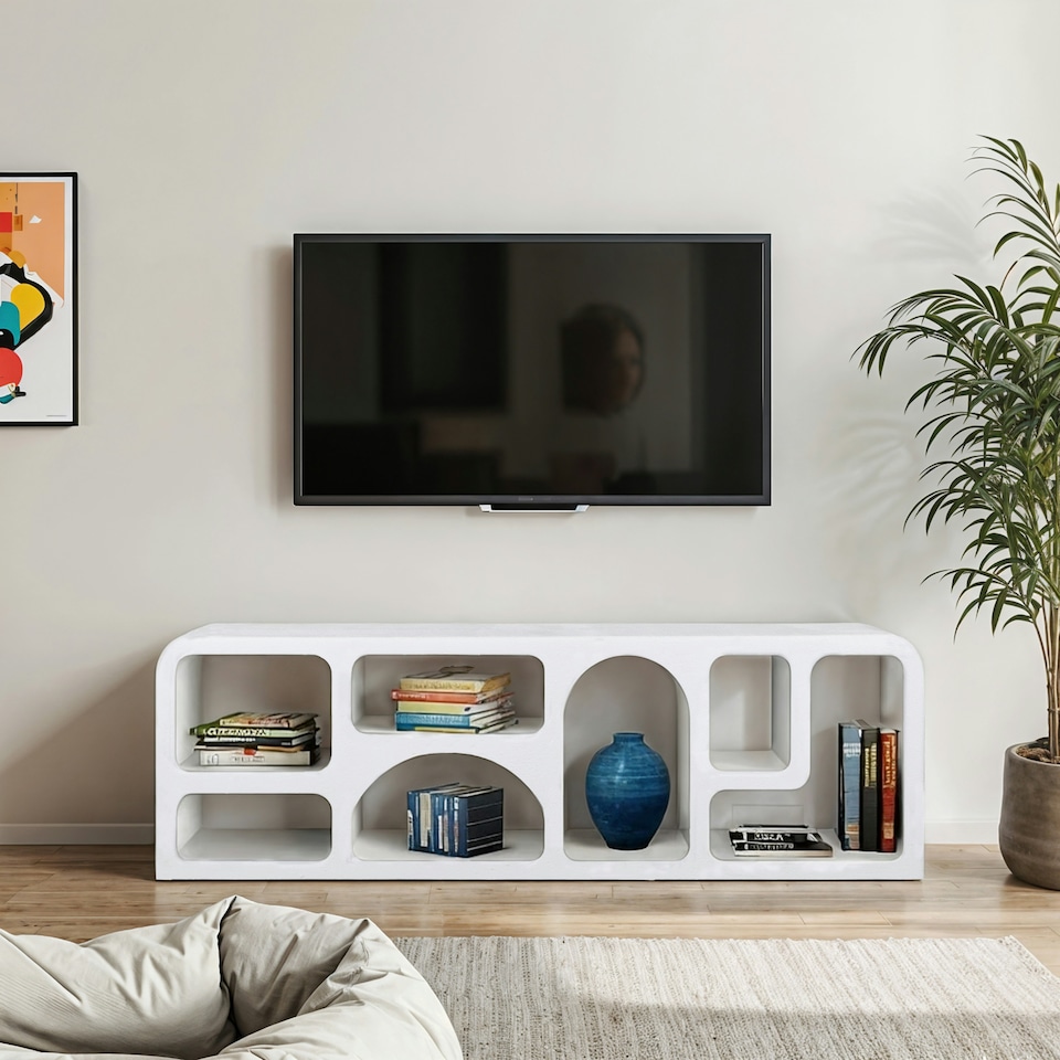 image 1 of Udaipur Wood Large Tv Cabinet White