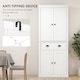 image 6 of HOMCOM 183cm Freestanding Kitchen Cupboard, Tall Storage Cabinet with 4 Doors and 3 Adjustable Shelves, Traditional Kitchen Pantry Cupboard for Dining Room, White