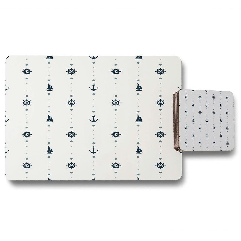 image 1 of Anchor, Wheel, Sailboat (Placemat & Coaster Set)