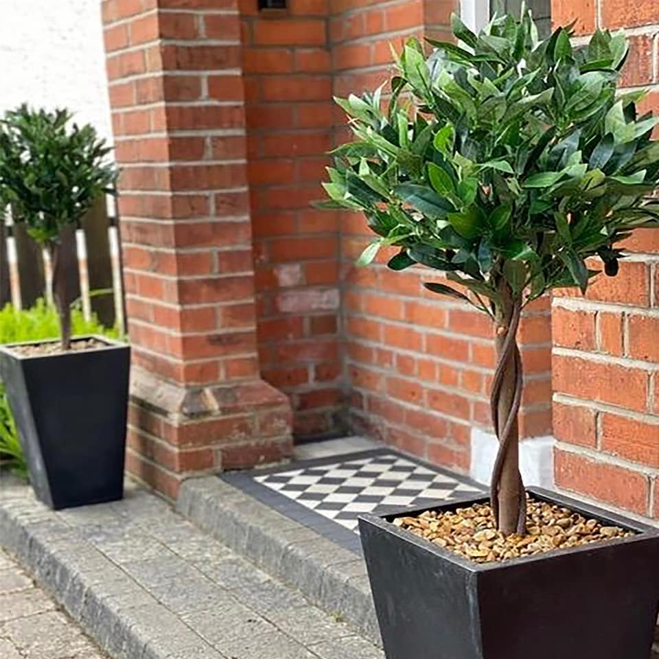 image 1 of Pair of 120cm (4ft) Twist Natural Artificial Topiary Bay Laurel Ball Trees | Green | 4ft