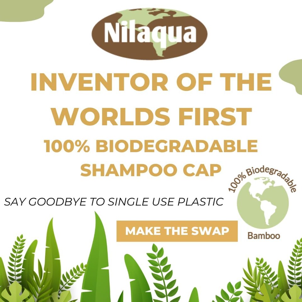 image 1 of Nilaqua No Rinse Shampoo Wrap the World's First Biodegradable Shampoo Cap Biodegradable Bamboo Waterless Hair Wash for Elderly Pleasant Fragrance Fresh Apple & Jasmine + Oatmilk & Honey 2pack