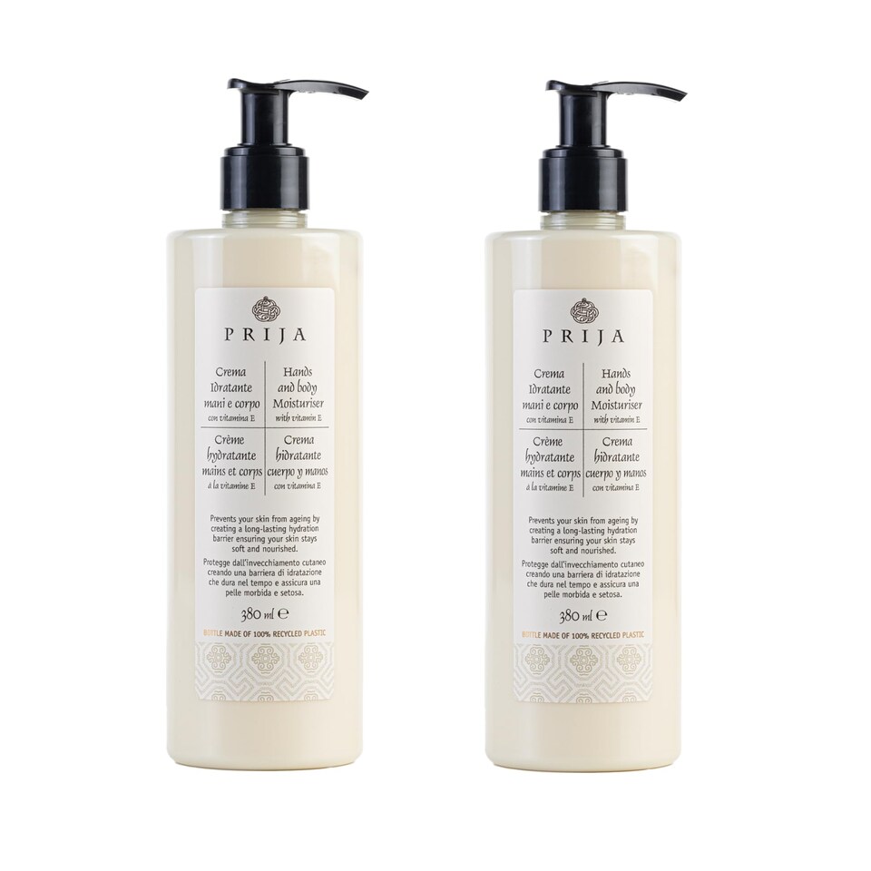 image 1 of Prija Hands and Body Moisturiser Hydrates and Protects the Skin with Vitamin E, Helps Protect Skin from Ageing by Creating Long Lasting Hidration 2 x 380ml