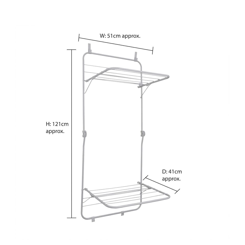 image 1 of JVL 2 Tier Over Door Drying Rack - 8.5M, White