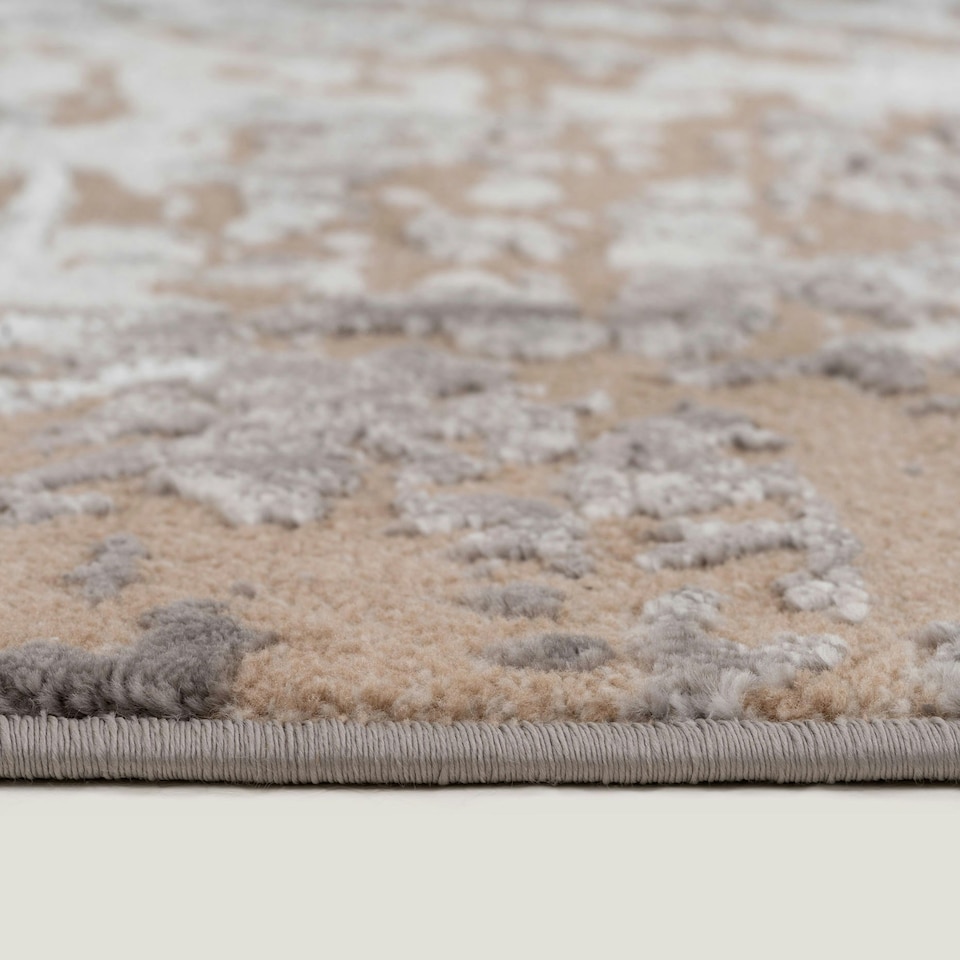 image 1 of KUKOON Greige Distressed Abstract Geometric Motif Area Rug 80cm x 150cm Cream