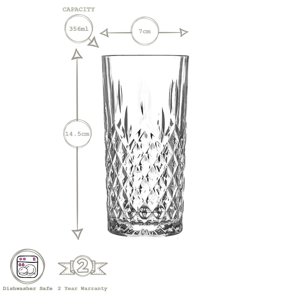 image 1 of LAV Odin Highball Glasses - 356ml - Clear - Pack of 6 Clear