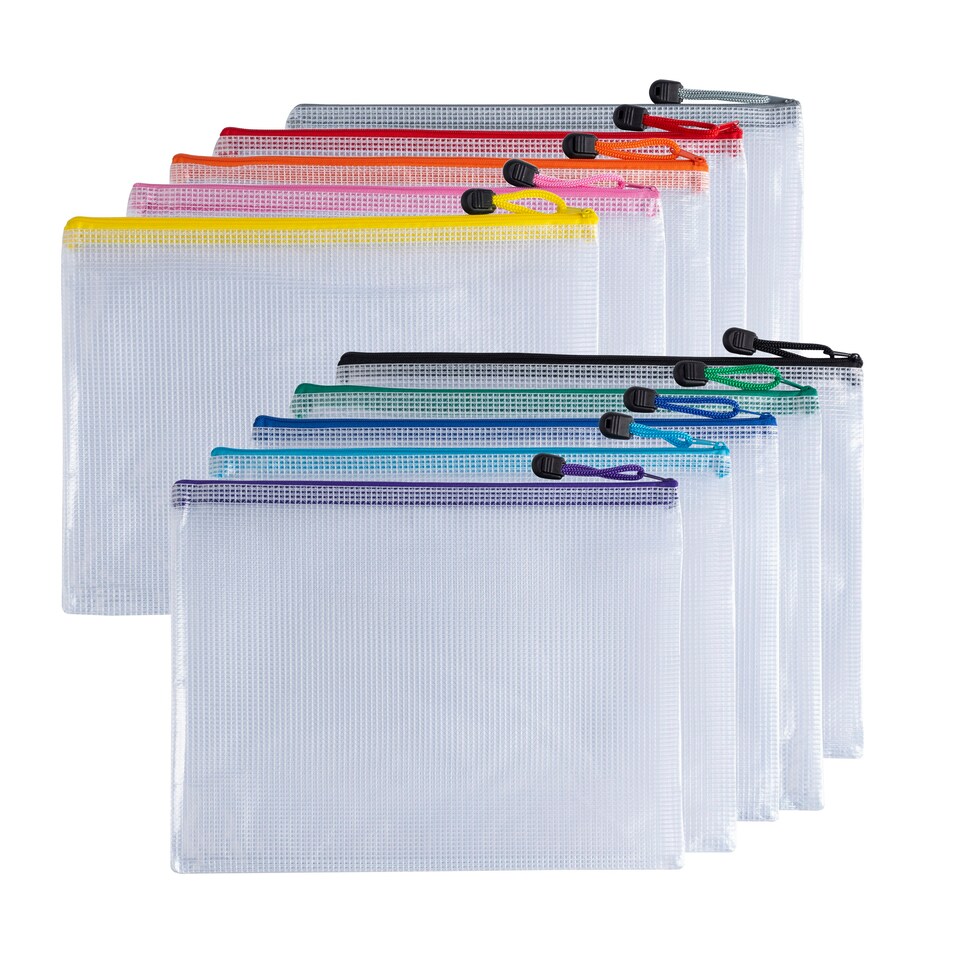 image 1 of Pack of 12 A5 Yellow PVC Mesh Zip Bags