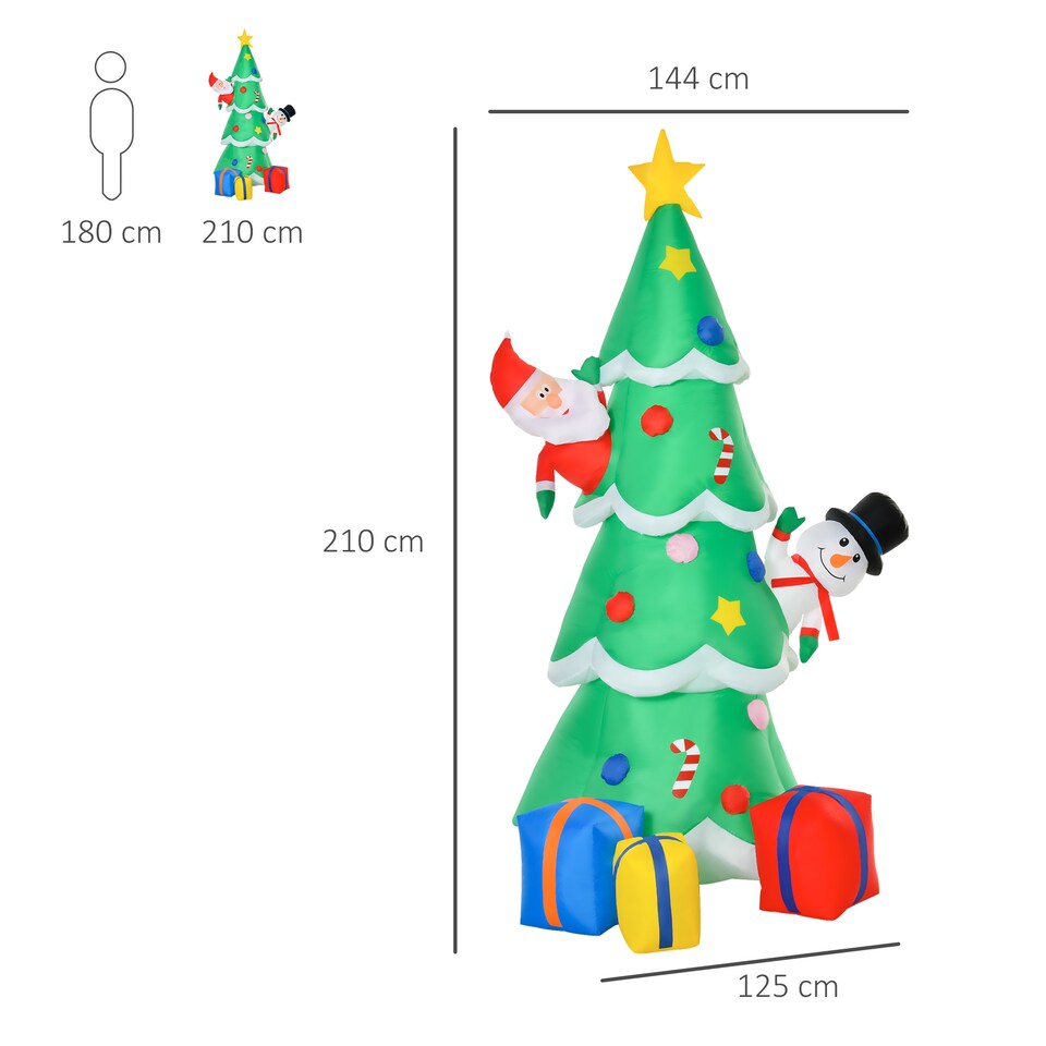 image 1 of HOMCOM 7FT Christmas Inflatable Tree LED Lighted for Indoor Outdoor Decoration