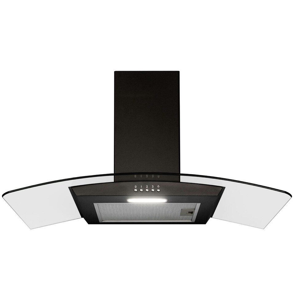image 1 of SIA CGH80BL 80cm Curved Glass Chimney Cooker Hood Extractor Fan In Black