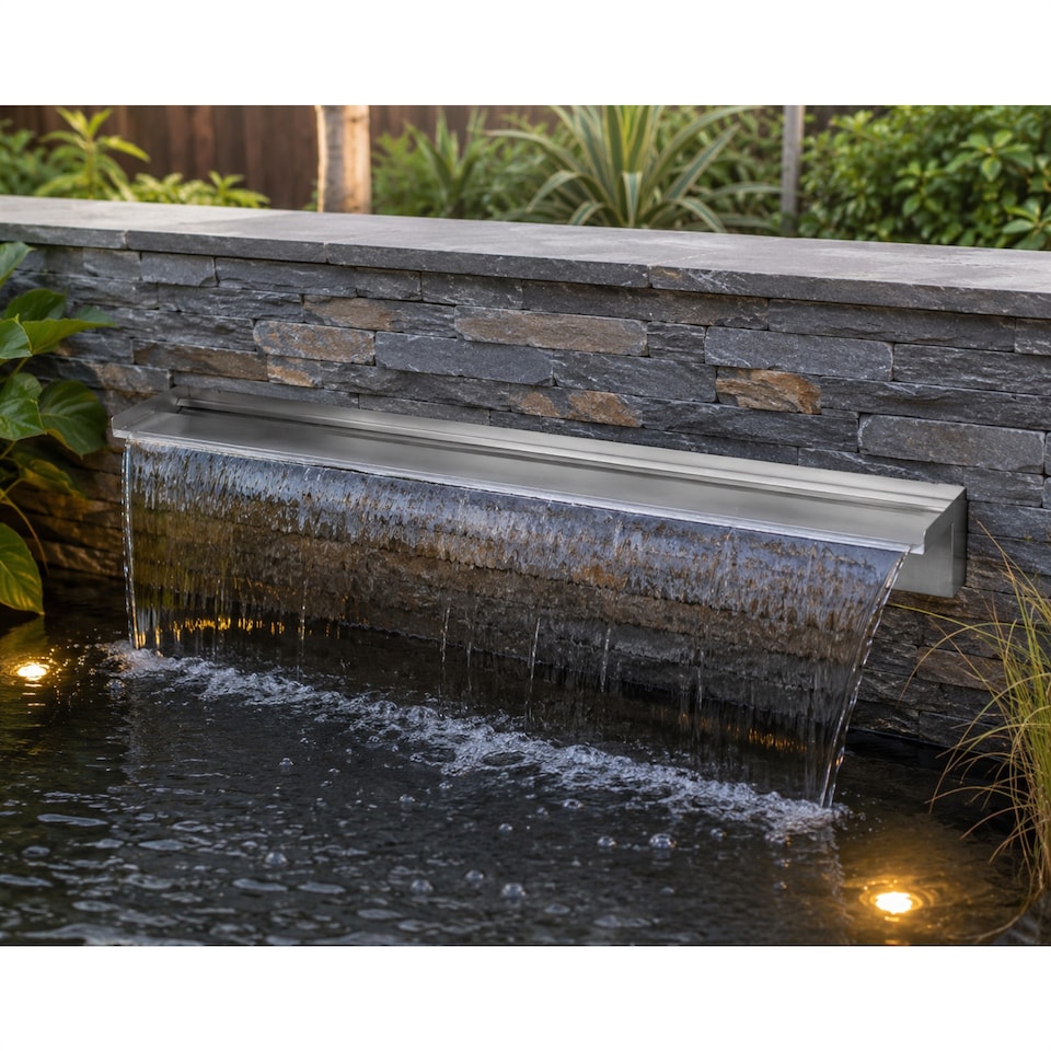 image 1 of AquaForte Waterfall Blade 90cm Stainless Spillway Garden Pond Feature Cascade
