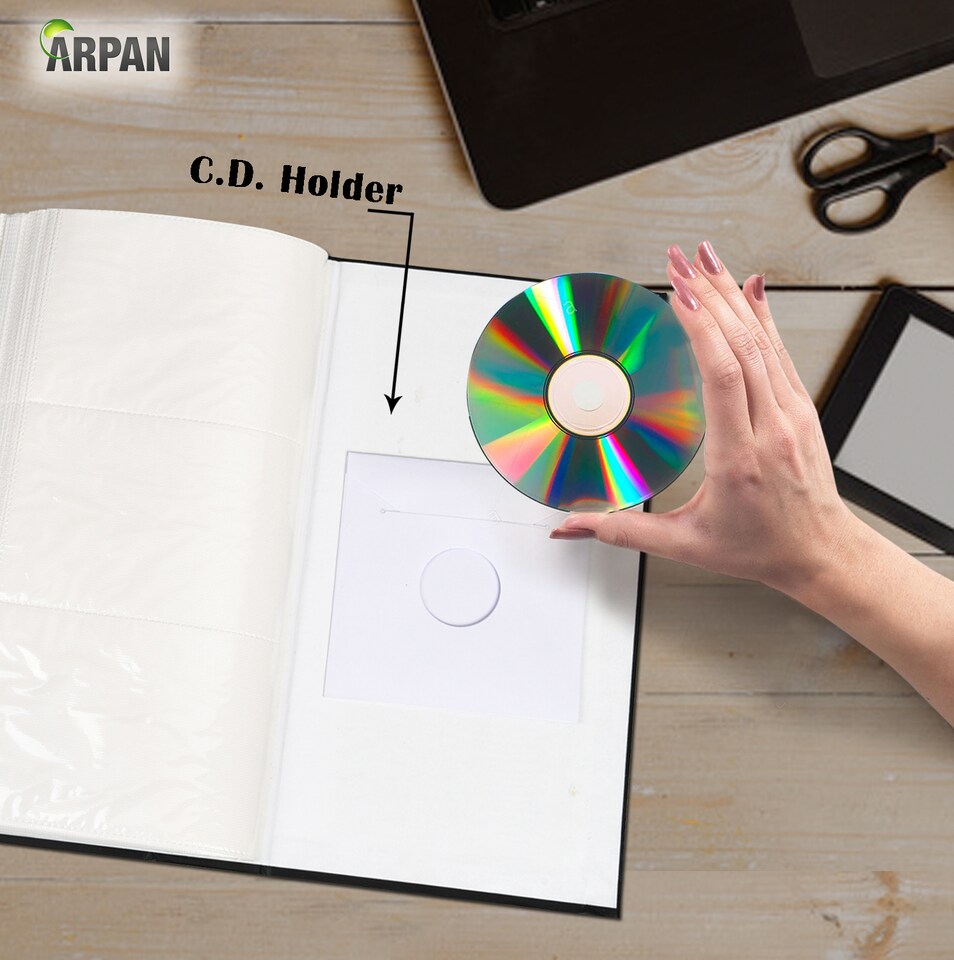 image 1 of ARPAN Slip In Case Photo Album for 300 Photos 6"x4" (10x15cm) with CD/DVD Pocket – Large Hardcover Picture Storage Album