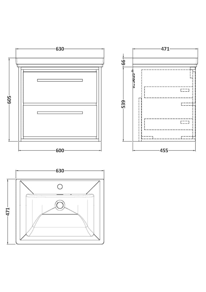 image 1 of Balterley Modern Bathroom Wall Hung 2-Drawer Vanity Unit with Fireclay Basin - "Vanity Basin Units", 1 Tap Hole | Green | Reed Green