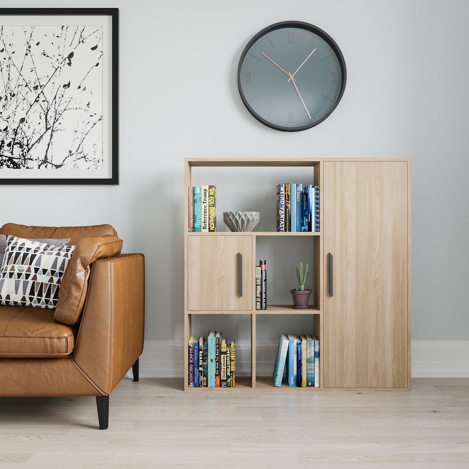 image 1 of Decorotika Ridge 4-tier Bookcases with Open Shelves and Two Cabinets